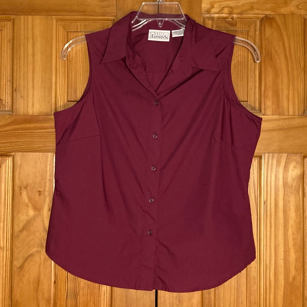 NWOT Basic Editions Vintage 90s Top Sleeveless Blouse Red Size L Large
